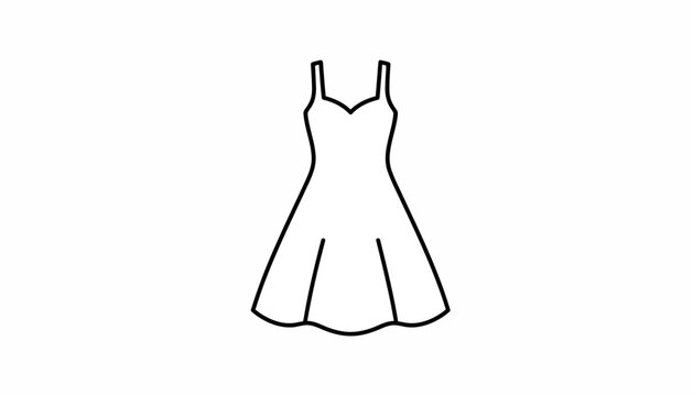 Simple Line Art Icon of a Classic Fit and Flare Dress