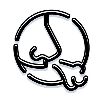 Abstract line art creating a visionary scientist's head profile, representing genius thinking, science, quantum physics, intelligence, and innovative ideas on a white background