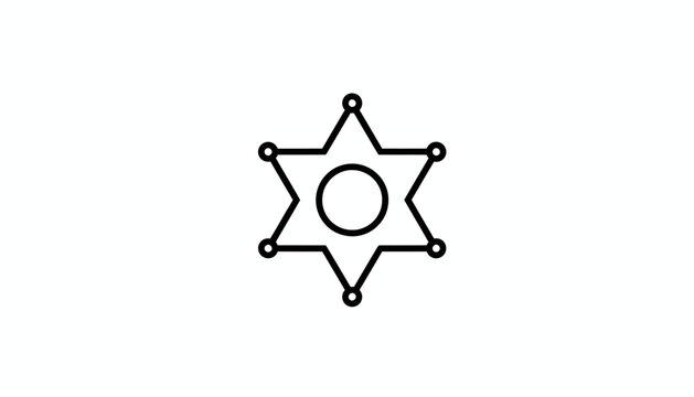 Sheriff Badge Icon, Law Enforcement Symbol, Six Pointed Star, Police Emblem, Vector Graphic