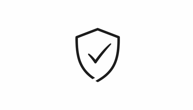 Shield with Check Mark Icon, Security and Safety Symbol, Protection Concept