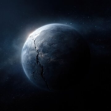 dying planet concept cracked earth floating in space