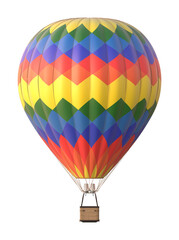 Fototapeta premium Colorful Hot Air Balloon with Chevron Pattern on White Background 3D Render