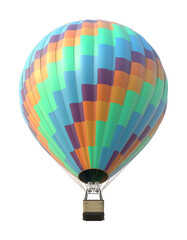 Fototapeta premium Colorful Hot Air Balloon with Checkered Pattern on White Background 3D Render