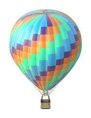 Fototapeta premium Colorful Hot Air Balloon with Checkered Pattern on White Background 3D Render