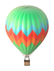 Naklejka premium Colorful Green Hot Air Balloon with Chevron Pattern on White Background 3D Render