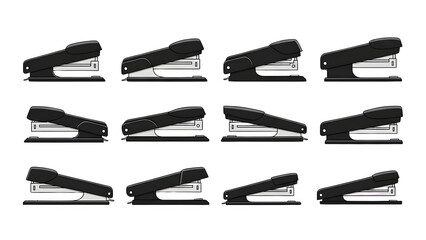 Fototapeta premium A collection of staplers arranged neatly on transparent background