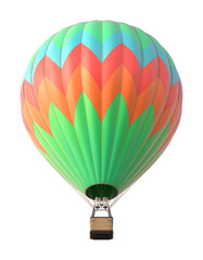Fototapeta premium Colorful Green Hot Air Balloon with Chevron Pattern on White Background 3D Render