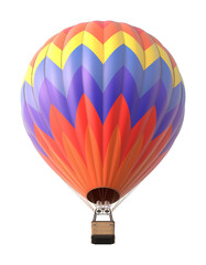 Fototapeta premium Colorful Hot Air Balloon with Chevron Pattern on White Background 3D Render
