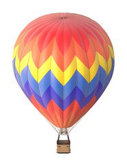 Naklejka premium Colorful Hot Air Balloon with Chevron Pattern on White Background 3D Render
