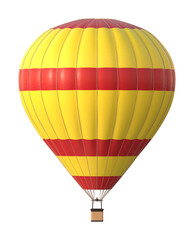 Naklejka premium Yellow and Red Hot Air Balloon with Stripe Pattern on White Background 3D Render