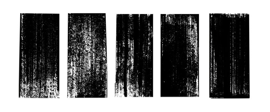 vertical texture set of square grunge rolled ink stamp brush,abstract black transparent stained shape textures, handmade. Letterpress  rough rectangle shapes,suitable for back element of text design. 