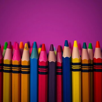 A stack of crayons whispers untold stories, their tips glowing softly ,  childhood,  future