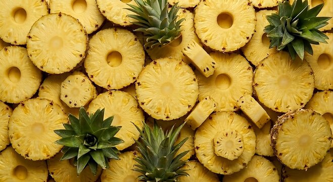 Pineapple Slice Pattern with Whole Pineapples Top View
파인애플 슬라이스와 통 파인애플 탑뷰 패턴