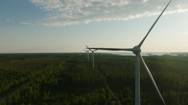Sustainable Wind Farm Infrastructure in Lush Green Forests of Southern Finland