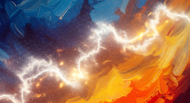 An abstract background with fire and swirling smoke creates an explosion of orange and red light against a dark sky texture with hot flame patterns and yellow motion in a grunge art illustration