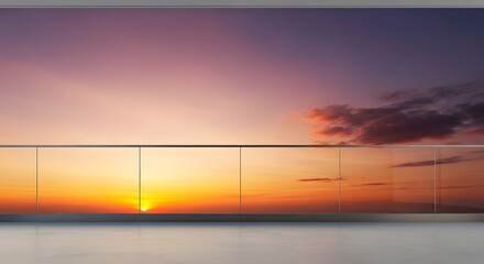 Fototapeta premium Modern balcony view overlooking a vibrant sunset sky