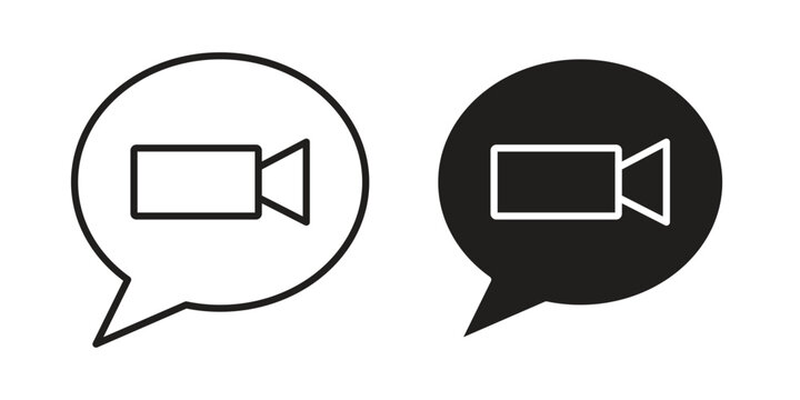 Video call icon logo concept on white background. Suitable for use on web apps