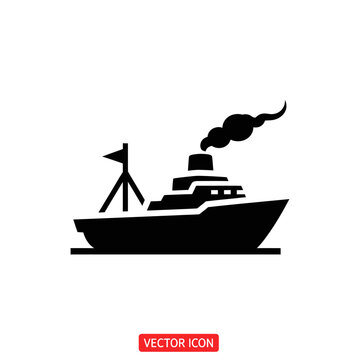 Black silhouette of a steam ship.