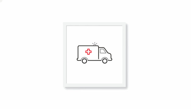 Ambulance icon, emergency medical service vehicle, healthcare transport symbol