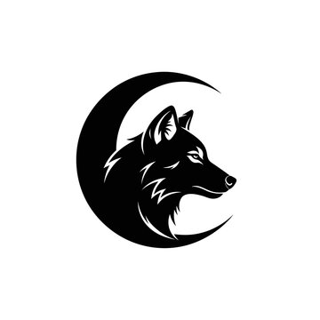 Black wolf head silhouette profile.