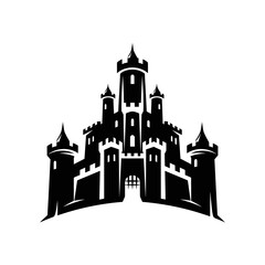Obraz premium Medieval Castle Silhouette Architecture Design.