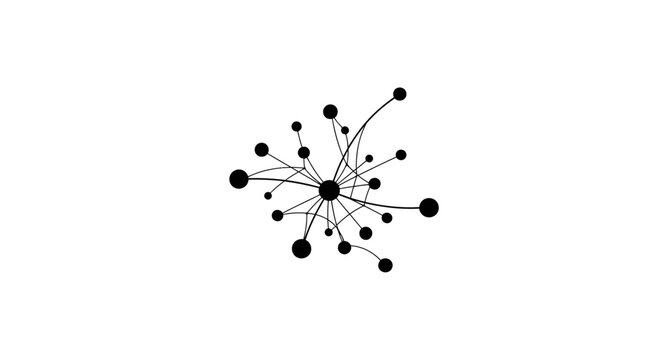 Black and white dandelion clock graphic.