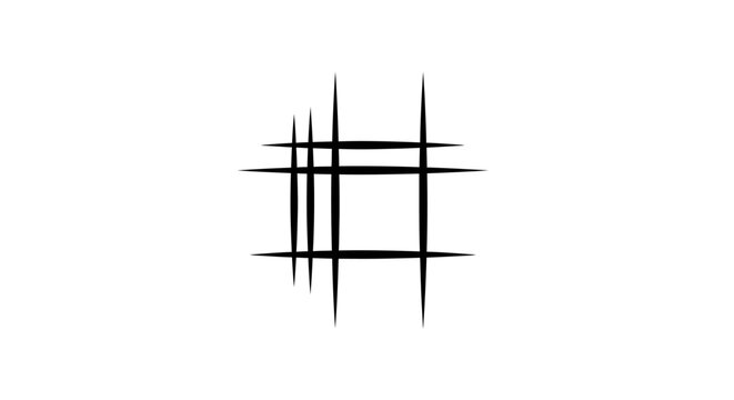 Black intersecting lines forming square.