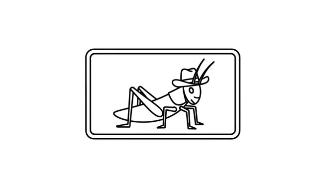 Funny Grasshopper Wearing Cowboy Hat, Cartoon Style, Isolated on White Background