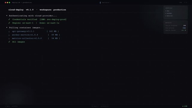 Cloud Deploy Production Workspace Infrastructure Deployment Dashboard Screen.