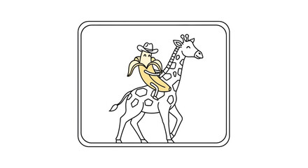 Obraz premium Funny Banana Cowboy Riding a Giraffe
