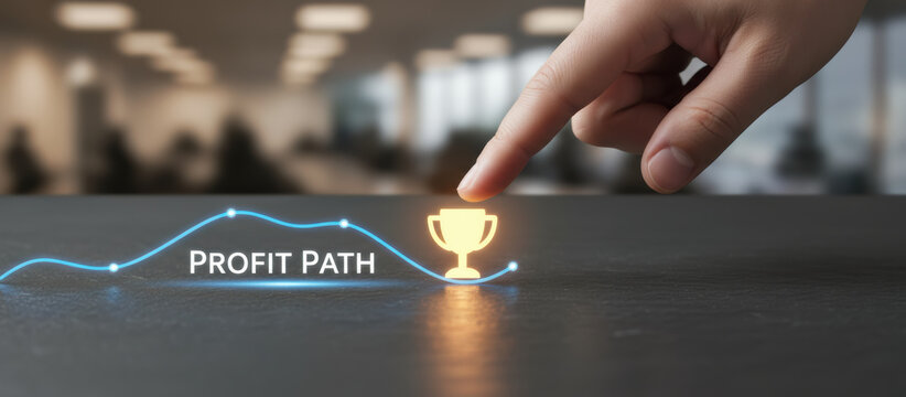 Digital marketing e commerce profit path trophy achievement growth optimistic strategy