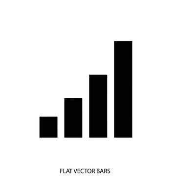 Black flat vector bar chart graph.
