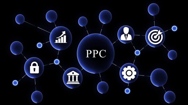 Futuristic digital network connections P C concept visualization technology innovation PPC concept futuristic visualization