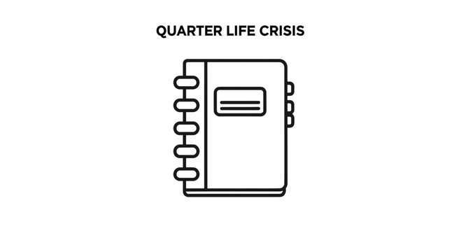 Quarter Life Crisis Notebook Icon - Concept of uncertainty and decision making in early adulthood