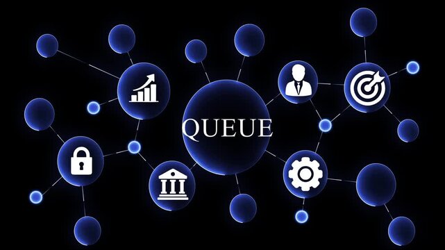 Minimalist animated queue management system business process workflow technology concept workflow automation