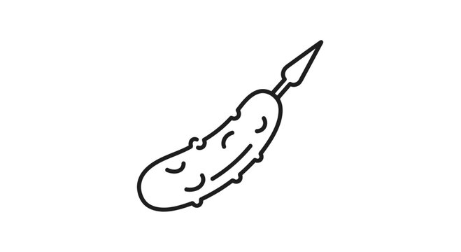 Pickle Spear Icon: A Dill Pickle Impaled on a Sharp Spear Tip