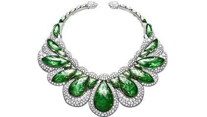 Obraz premium Emerald and diamond necklace with intricate floral jewelry floral luxury