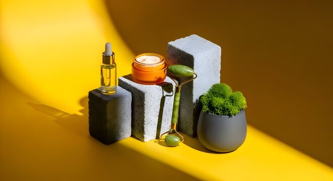 Paket skincare diatas meja tersusun rapi