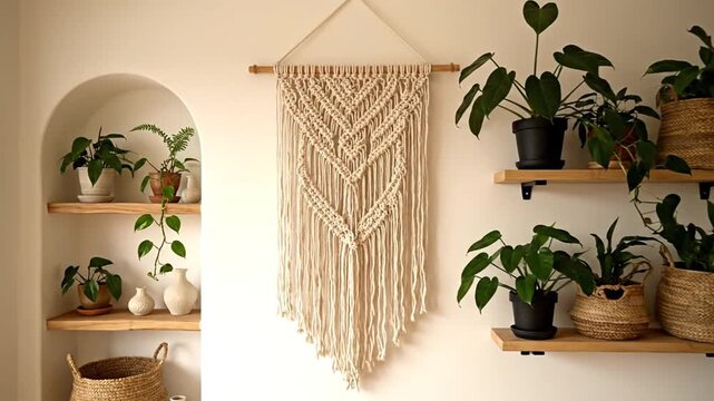 Boho macrame wall hanging.