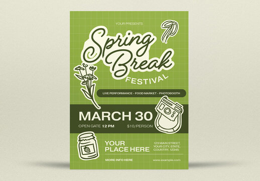 Green Scrapbook Spring Break Festival Flyer Layout
