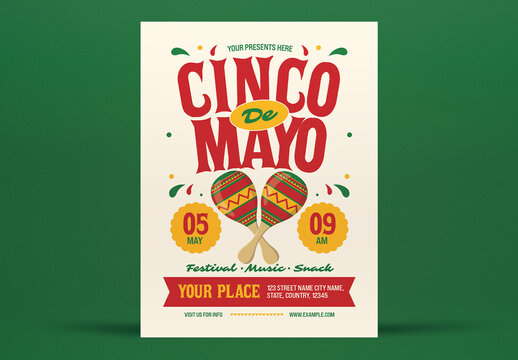 Red And Yellow Quirky Cinco De Mayo Flyer Layout