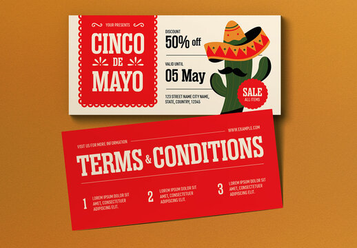 Red Quirky Cinco De Mayo Voucher