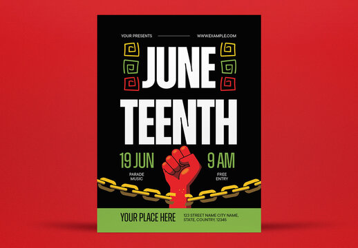 Black And Red Quirky Illustration Juneteenth Flyer Layout