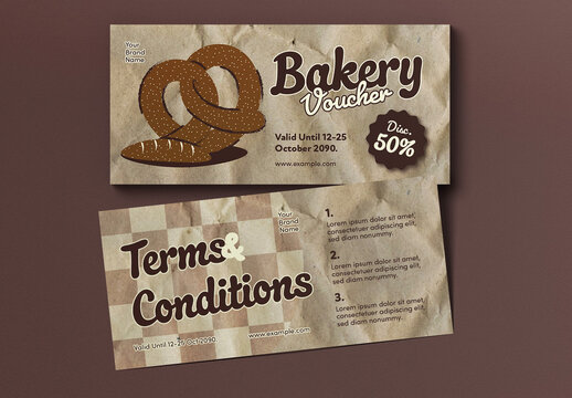 Brown Quirky Illustration Bakery Sale Voucher