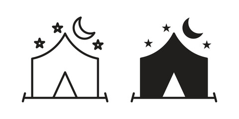 Night camping icon for web apps, mobile apps. Graphic element illustration © Pop