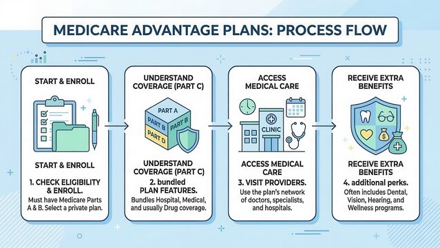 Understanding medicare advantage plans enrollment process healthcare access benefits overview visual guide