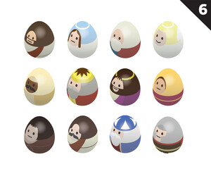 Naklejka premium Colorful Easter Egg 3d Isometric Vector Collection Set 6 Bible Character