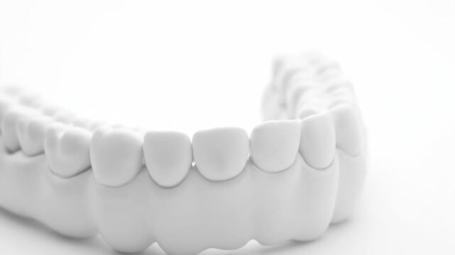 White 3D Model of Human Teeth Dental Arch Isolated on White Background