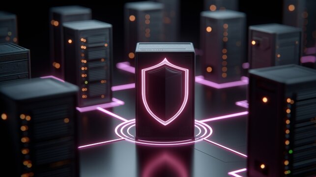 Cybersecurity network protection system with shield and servers in data center configuration
