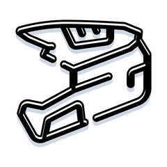Fototapeta premium Riding sports helmet illustration highlighting streamlined, minimalist design for speed and safety in motorcycling, bike racing and extreme sports, vector line art icon